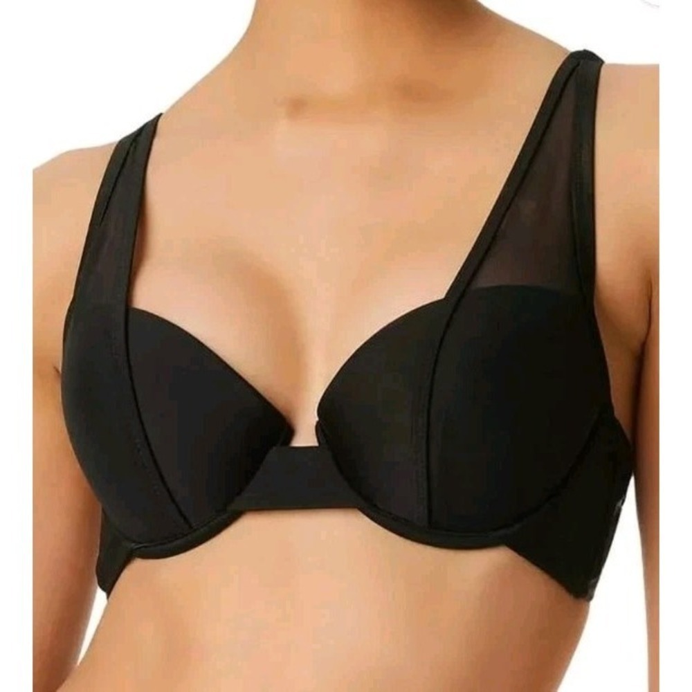 Bar III BLACK Matte Balconette Underwire Bikini Swim Top Women's Size XS NWT